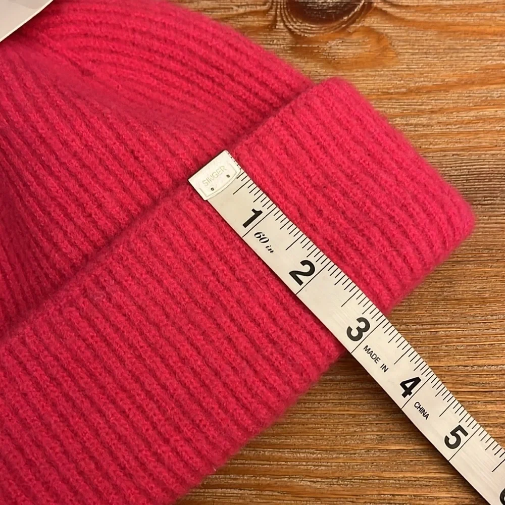 NORDSTROM PINK / RASPBERRY RIBBED CUFFED BEANIE -OS NWT